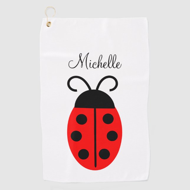 Serviette De Golf Nom de l'insecte de la Ladybug rouge (Devant)