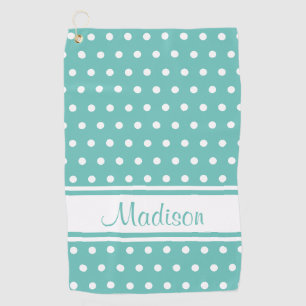 Serviette De Golf Nom de script de la bande de points Polka blanc Tu