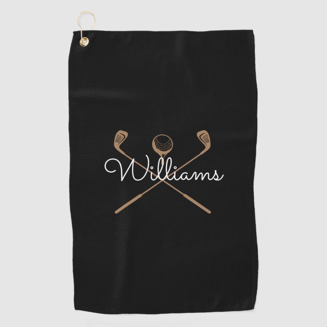 Serviette De Golf Nom de script personnalisé Clubs de golf (Devant)