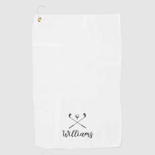 Serviette De Golf Nom De Script Personnalisé Clubs De Golf Noir Et B