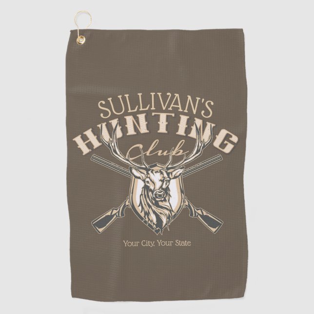 Serviette De Golf Nom du chasseur sur mesure Deer Trophy Rifle Hunte (Devant)