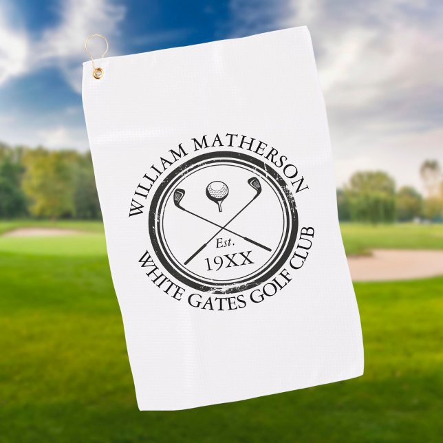 Serviette De Golf Nom du club de golf classique personnalisé (Créateur téléchargé)