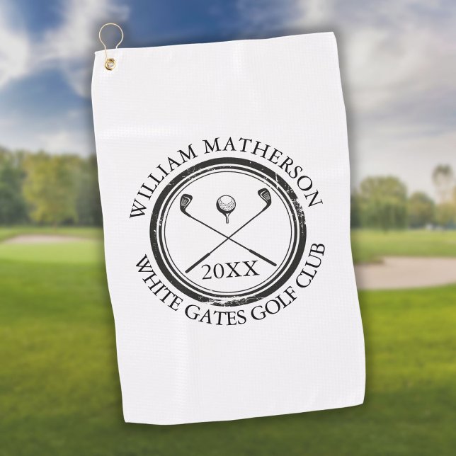 Serviette De Golf Nom du club de golfeurs personnalisé Nom et date (Créateur téléchargé)