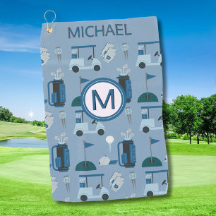 Serviette De Golf Nom du monogramme personnalisé élégant pour hommes