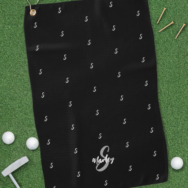 Serviette De Golf Nom du monogramme personnalisé Motif initial bleu  (Créateur téléchargé)