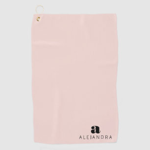 Serviette De Golf Nom du monogramme rose gras moderne