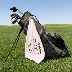 Serviette De Golf Nom du monogramme rose vierge moderne
