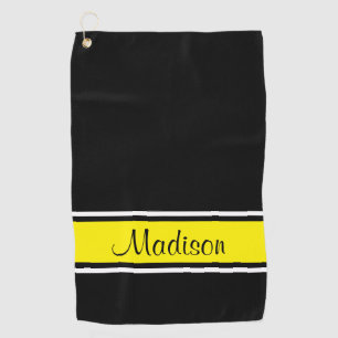 Serviette De Golf Nom du script de bande jaune vif noir