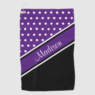 Serviette De Golf Nom du script diagonal diagonal noir Polka Dot Roy