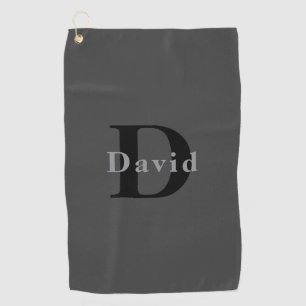 Serviette De Golf Nom et monogramme   Dark Gray