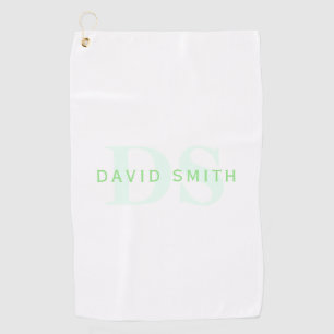 Serviette De Golf Nom et monogramme modernes   Vert et blanc