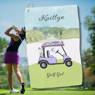 Serviette De Golf Nom initial du chariot de golf Scénique Lilas Viol
