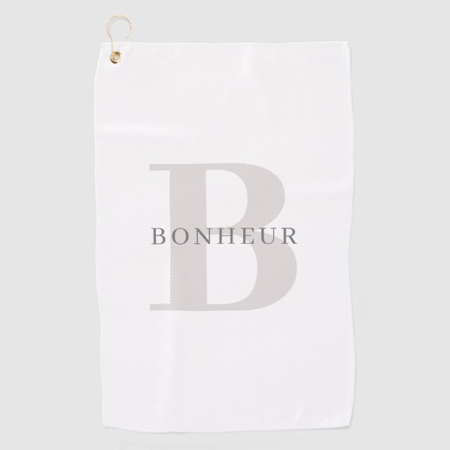 Serviette De Golf Nom moderne élégant et monogramme (Devant)