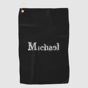 Serviette De Golf Nom monogramme moderne minimaliste noir blanc