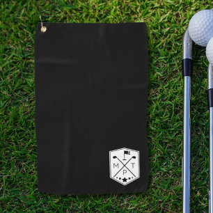 Serviette De Golf Nom noir monogramme personnalisé