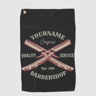 Serviette De Golf NOM PERSONNALISÉ Barber Droit Razor Barbershop