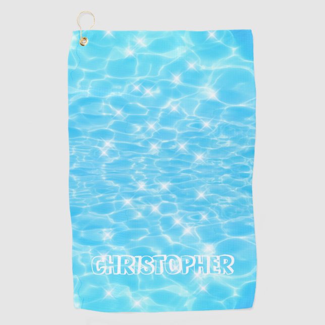 Serviette De Golf Nom personnalisé bleu eau ondule textures d'eau co (Devant)