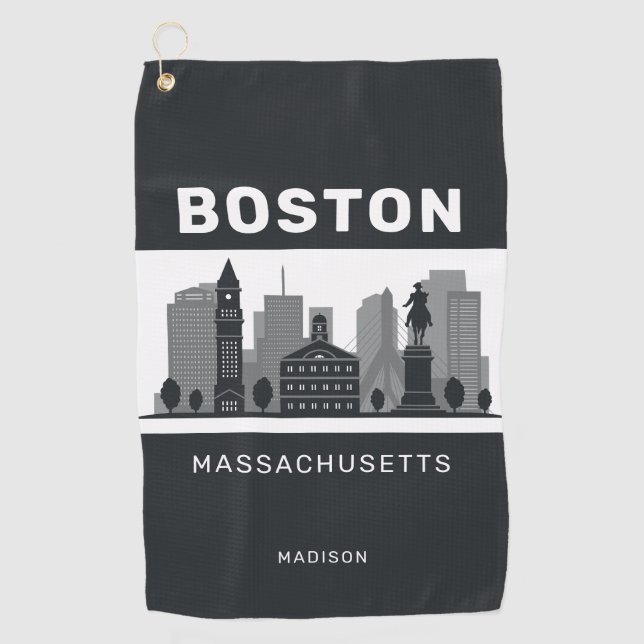 Serviette De Golf Nom personnalisé Boston Massachusetts (Devant)