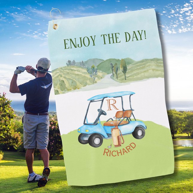 Serviette De Golf Nom personnalisé Clubs de panier monographique (Créateur téléchargé)