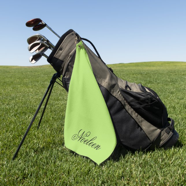 Serviette De Golf Nom personnalisé couleur chaux simple (Vert)