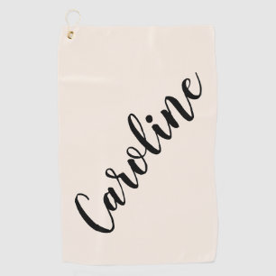 Serviette De Golf Nom personnalisé Élégant Crème minimaliste Script