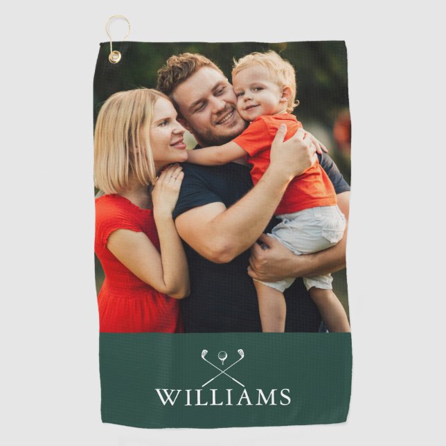 Serviette De Golf Nom personnalisé Emerald Green Photo (Devant)