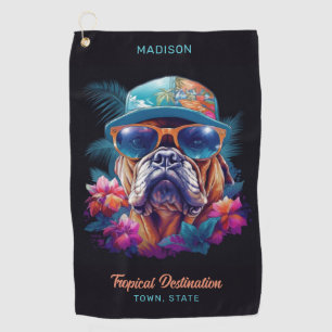 Serviette De Golf Nom personnalisé et destination Tropical Vacances 
