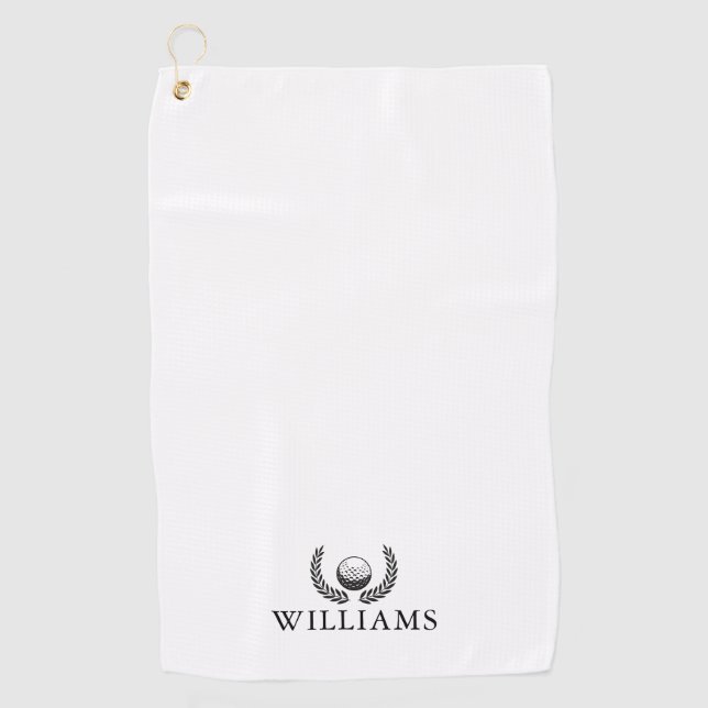 Serviette De Golf Nom Personnalisé Golf Ball Et Wreath (Devant)