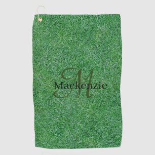Serviette De Golf Nom personnalisé Monogramme Zen Green Gris Nature