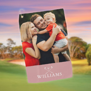 Serviette De Golf Nom personnalisé Photo Dusty Rose rose