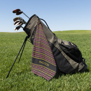 Serviette De Golf Nom personnalisé Plaid / Tartan Motif
