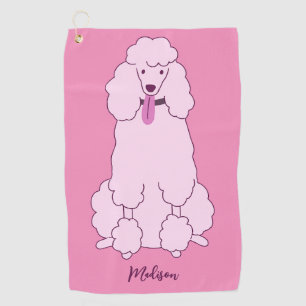 Serviette De Golf Nom personnalisé Poodle rose