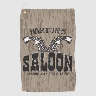 Serviette De Golf NOM PERSONNALISÉ Wild West Gun Revolver Saloon