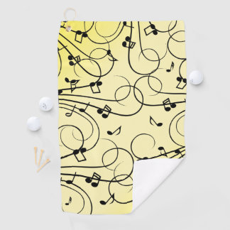 Serviette De Golf Notes de musique fantaisie jaune