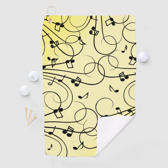 Serviette De Golf Notes de musique fantaisie jaune (En situation)