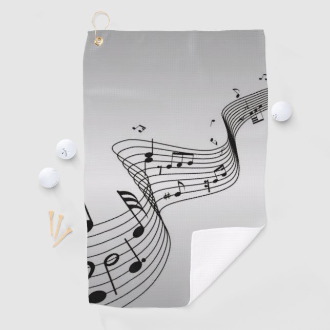 Serviette De Golf Notes musicales sur Argent (En situation)