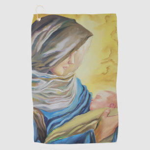Serviette De Golf Notre Dame du Silence tenant le bébé Jésus