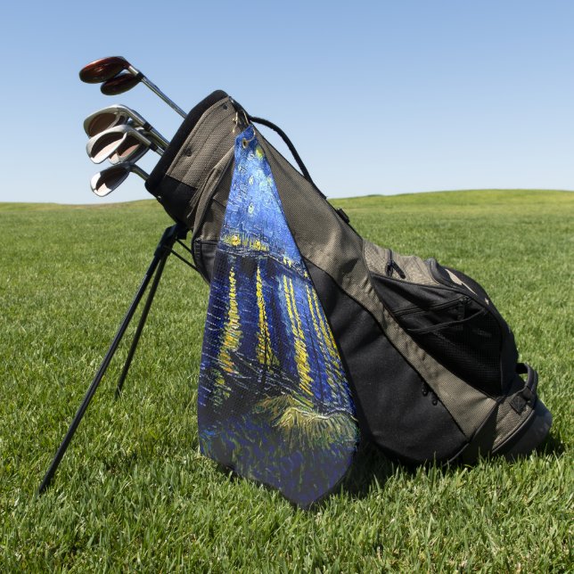 Serviette De Golf Nuit étoilée au-dessus du Rhône par van Gogh (Vert)