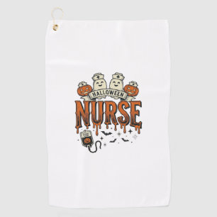 Serviette De Golf Nurse Halloween vintage fantôme citrouille design_