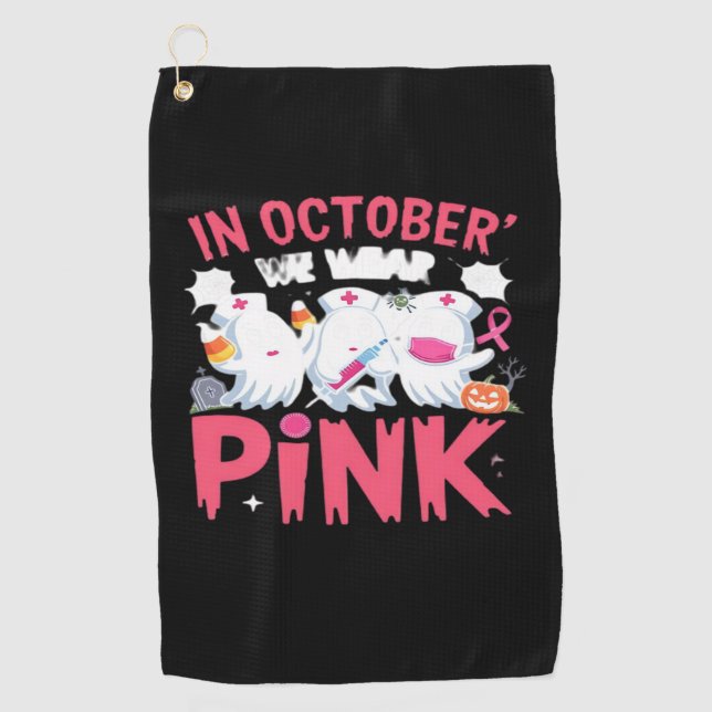 Serviette De Golf Octobre Nous Portons Une Infirmière Rose Sensibili (Devant)