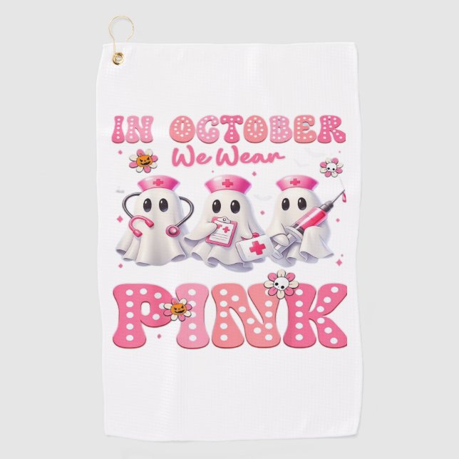 Serviette De Golf Octobre Porter Pink Boo Infirmière Halloween Costu (Devant)