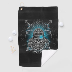 Serviette De Golf Odin Corbeaux et Épées Œil Lumineux Bleu dieu nord