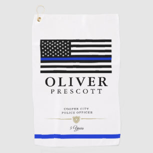 Serviette De Golf Officier de police  Blanc de l'anniversaire du ser