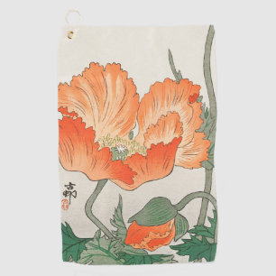 Serviette De Golf Ohara Koson - Vintage japonais Orange Poppy Flower