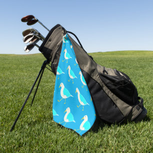 Serviette De Golf Oiseau de rivage Art coloré Mouettes Bleues Lumine