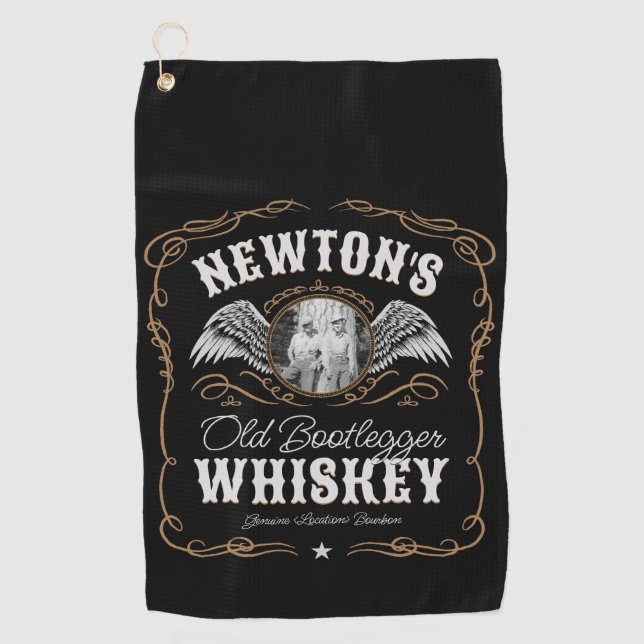 Serviette De Golf Old Moonshine Whiskey Étiquette AJOUTER PHOTO Nom  (Devant)