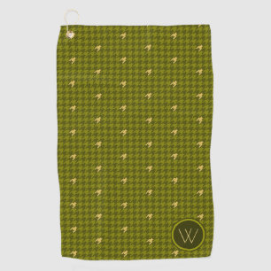 Serviette De Golf Olive with Green Accent Houndstooth Golf Towne