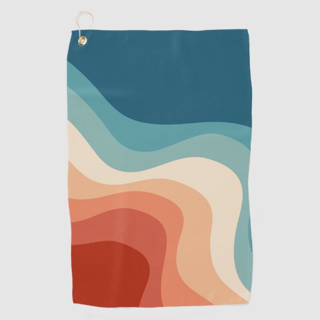 Serviette De Golf Ondes de style rétro (Devant)