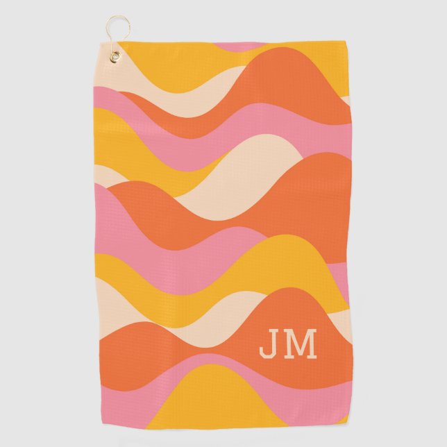 Serviette De Golf Ondes orageuses de style rétro (Devant)