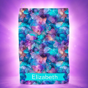 Serviette De Golf Opale Cristal Bleu et Violet Personnalisé